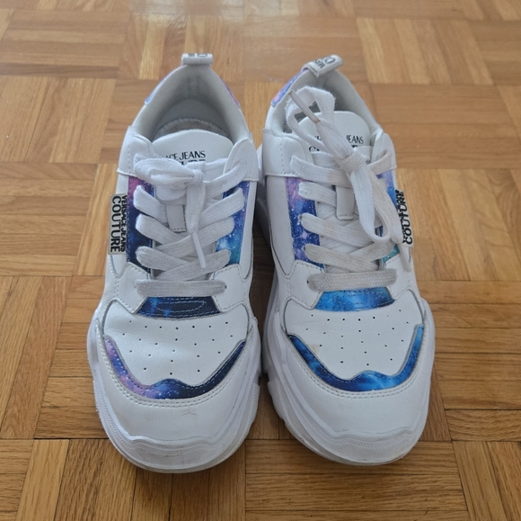 Versace Jeans Couture White Leather Sneakers Shoes Platform Chunky Lug Sole - Picture 4 of 16